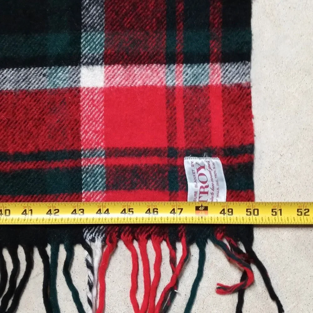 Vintage Troy Mills Leisure Blanket Made in USA Plaid Tartan Stadium Picnic Throw